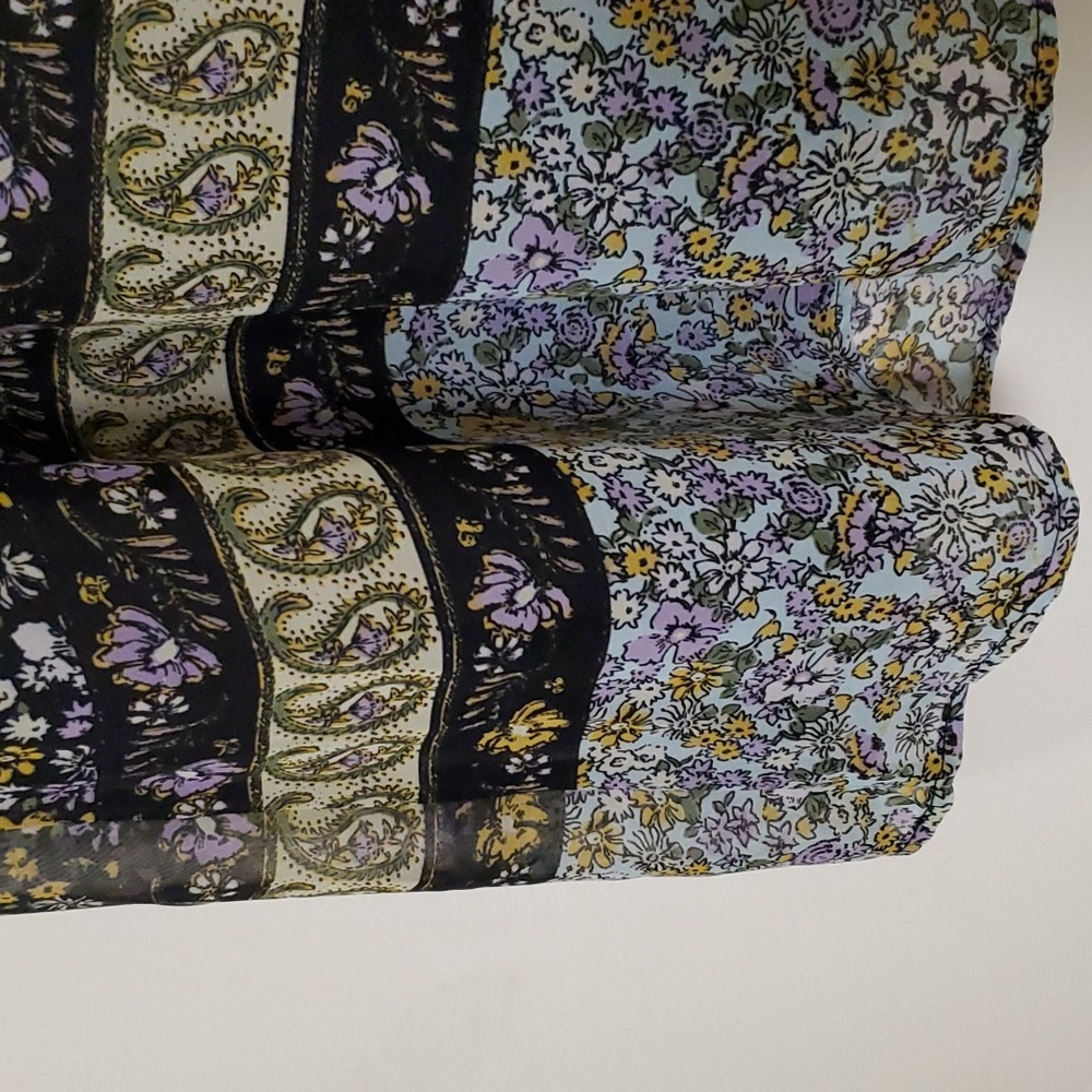 NWT Aqua Puffsleeve Boho Floral & Paisley Peasant Mid Length Multi Color Sz L - Picture 15 of 17